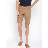 OVS Men Brown Solid Regular Fit Shorts&nbsp;&nbsp;&nbsp;