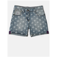 UFO Girls Blue Washed Printed Denim Shor&nbsp;