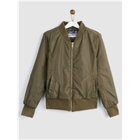 YK Girls Olive Green Solid Bomber Jacket&nbsp;