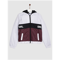 YK Girls White Colourblocked Padded Jack&nbsp;