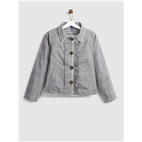 YK Girls Grey Checked Single-Breasted Bl&nbsp;