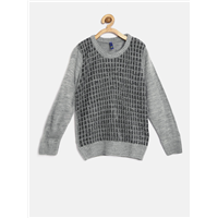 YK Girls Grey Melange Patterned Sweater&nbsp;&nbsp;