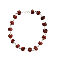 70 Silver Rudraksha Bracelet With Flower&nbsp;