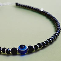 92.5 Silver Evil Eye Beads Anklet 1 pc (&nbsp;
